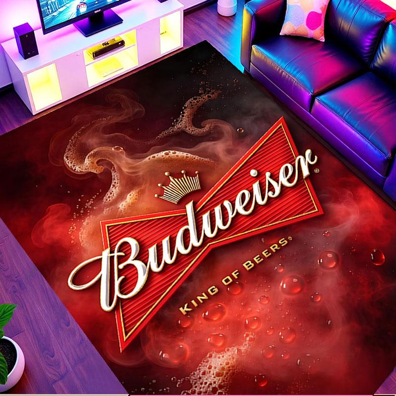 Budweiser Print Rug, Washable Floor Carpet, For Entryway Dorm Laundry Room Office Study, Home Decor Birthday Christmas Gift