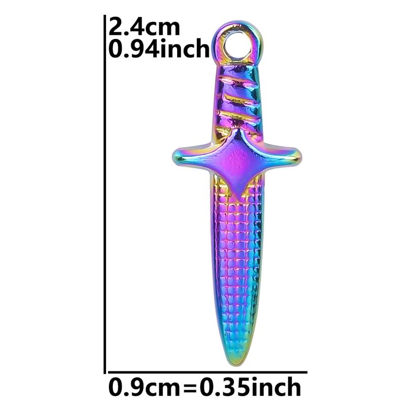 5pc Fashion Love Evil Eyes Colorful Stainless Steel Pendant Handmade Pendants Necklace Materials DIY Sword Accessories Findings