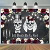 A 5x3 Feet / 5x7 Feet Polyester Skull Wedding Backdrop Banner - "Until Death Separates Us" Yzb