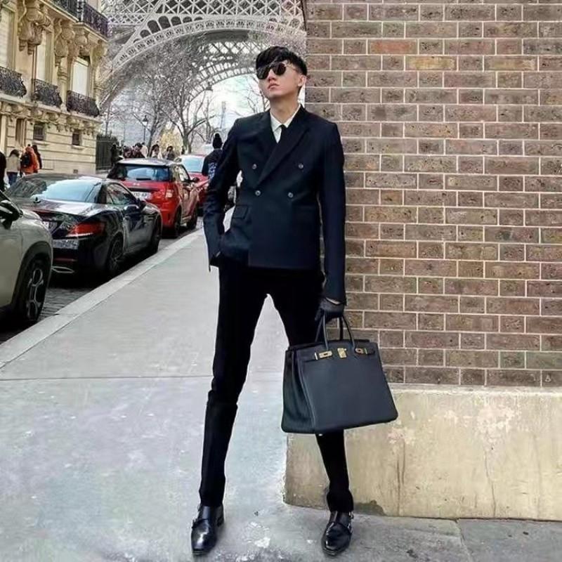 Yijinyuan Lychee Pattern Platinum Bag 35 Large Business Commuter Leather Large-capacity Luggage Travel