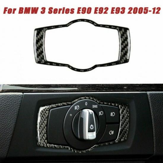 For BMW 3 Series E90 E92 E93 05-12  Carbon Fiber Car Headlight Switch Frame Trim