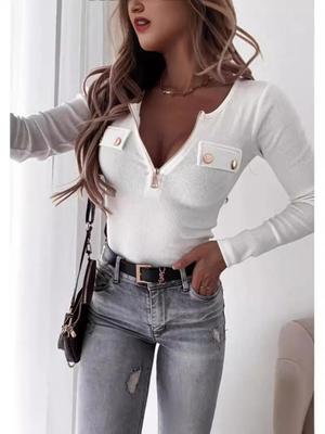 2025 Autumn Fashion Knitted Slim-fit Long-sleeve Zipper Pullover Top