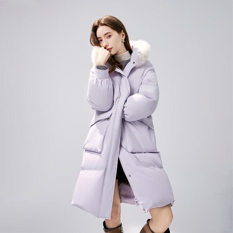 Qiusishui Ren Women's Fashion Fur Collar Mid-length Down Jacket