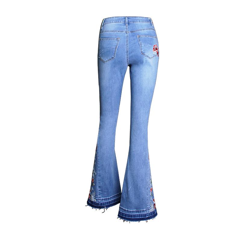 2022 Women's European & American Fashion Embroidered Denim Flare Pants