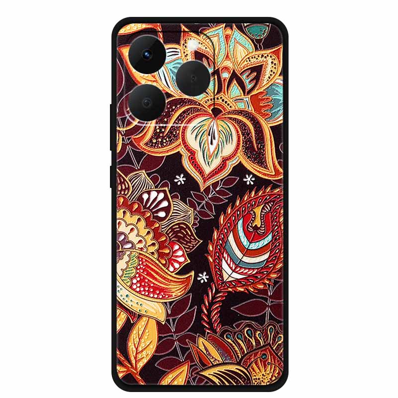 Case For OPPO Realme 15T Embossed Blossoms Funda 3D Relief Flowers Coque Silicone Soft Phone Cover For Realme 15 T 5G Bumper