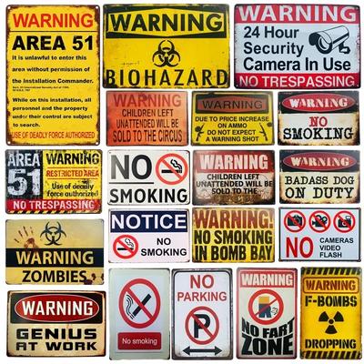 Vintage No Trespassing Metal Signs Beware Poster Plates Sign Warning Fallout Metal Plaque Tin Sign Farmhouse Wall Decoration