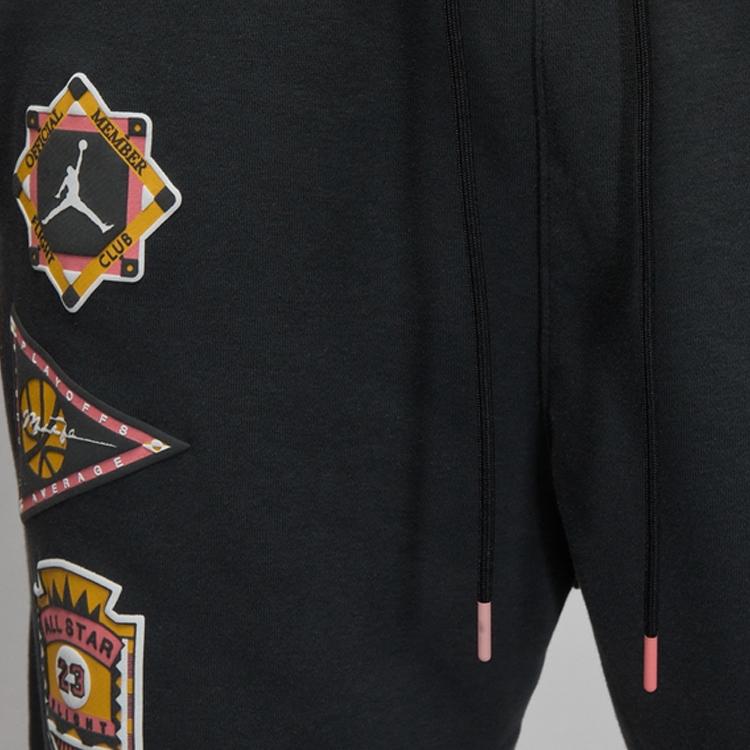 Jordan Flight Mvp Logo Print Drawstring Joggers With Elastic Cuffs Men Bottoms Grey Black DX9719-045