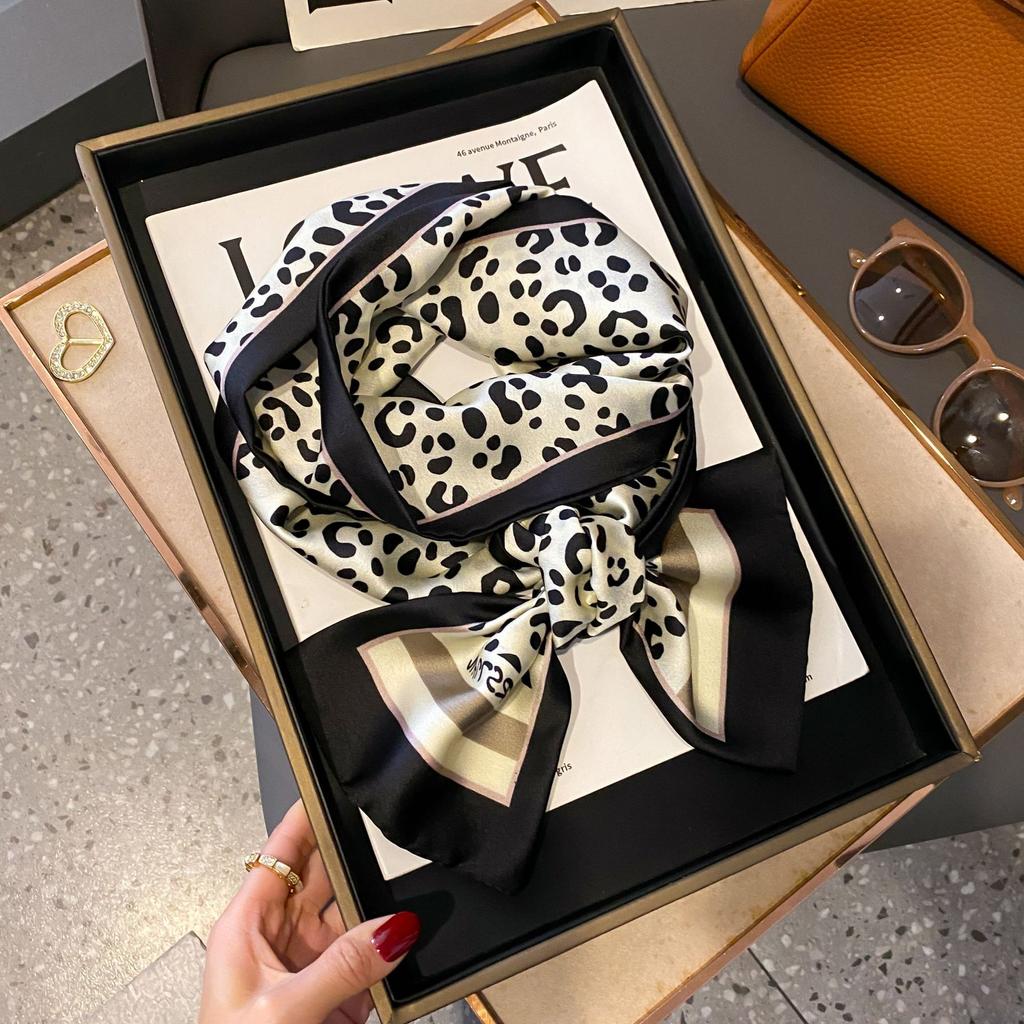 Luxury Women Elegant Boho-Chic Print Scarf Headband Neckerchief Foulard Female Hair Scarfs Neck Tie Skinny Scarves Soft Satin