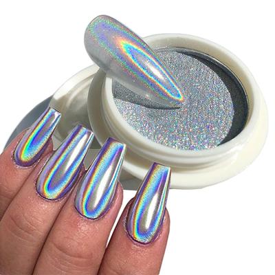 Polvo holográfico para uñas, espejo láser cromado, diseño brillante, pigmento para decoración de uñas, cepillo para decoración de escamas de polvo