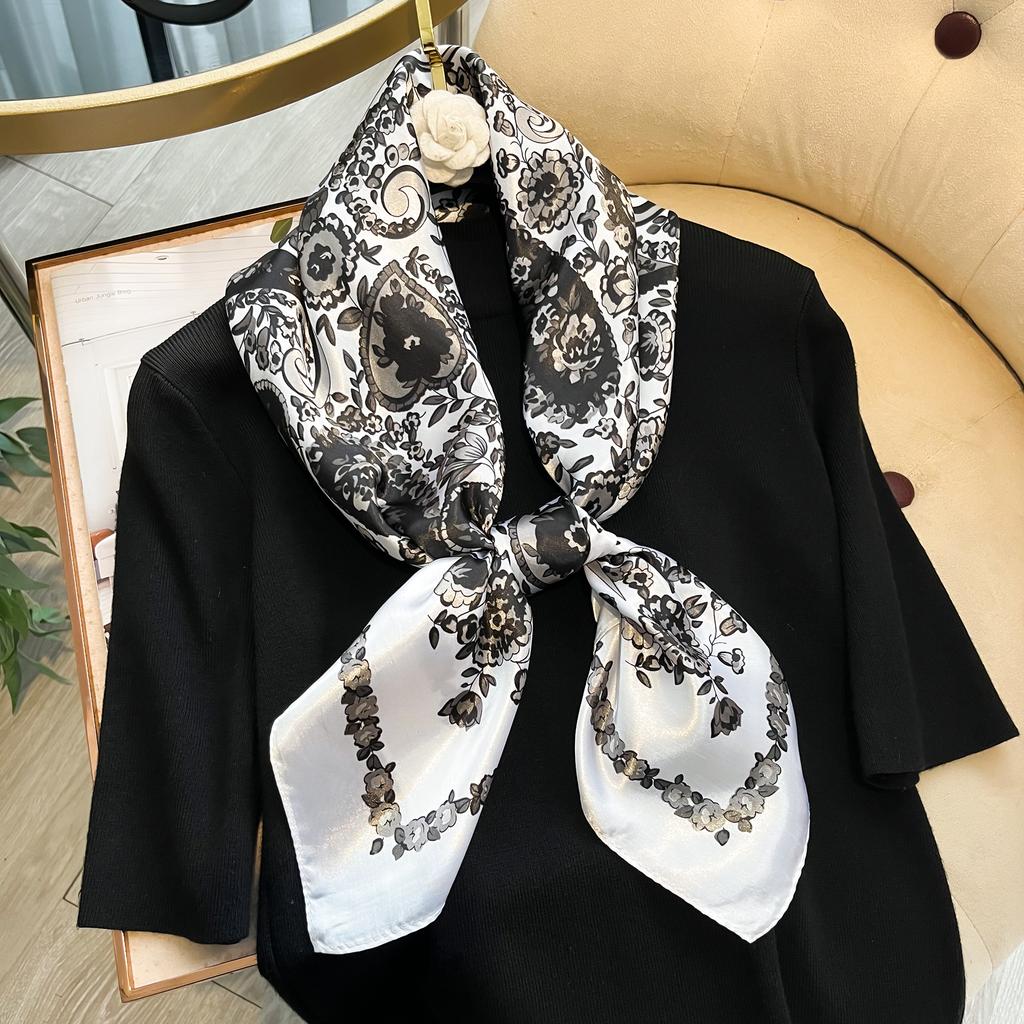 Luxury 90*90Cm Paisley Square Scarf Women Hijab Bandana Headband Ladies Shawls Bag Wrap Muffler Neckerchief Foulard