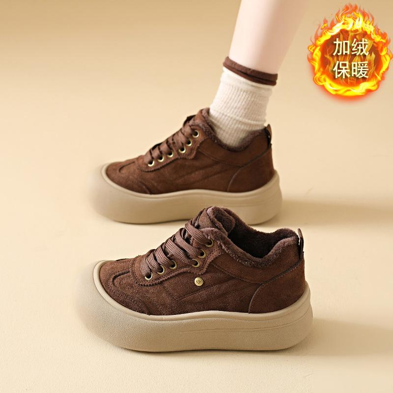 

Women s thick bottom lace-up winter lightweight warm cold plush snow boots non-slip wear casual sneakers cotton boots 40 коричневий