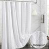 Waterproof White Shower Curtain Woven Fabric Shower Curtain Modern Farmhouse Shower Curtains for Bathroom Curtain Set