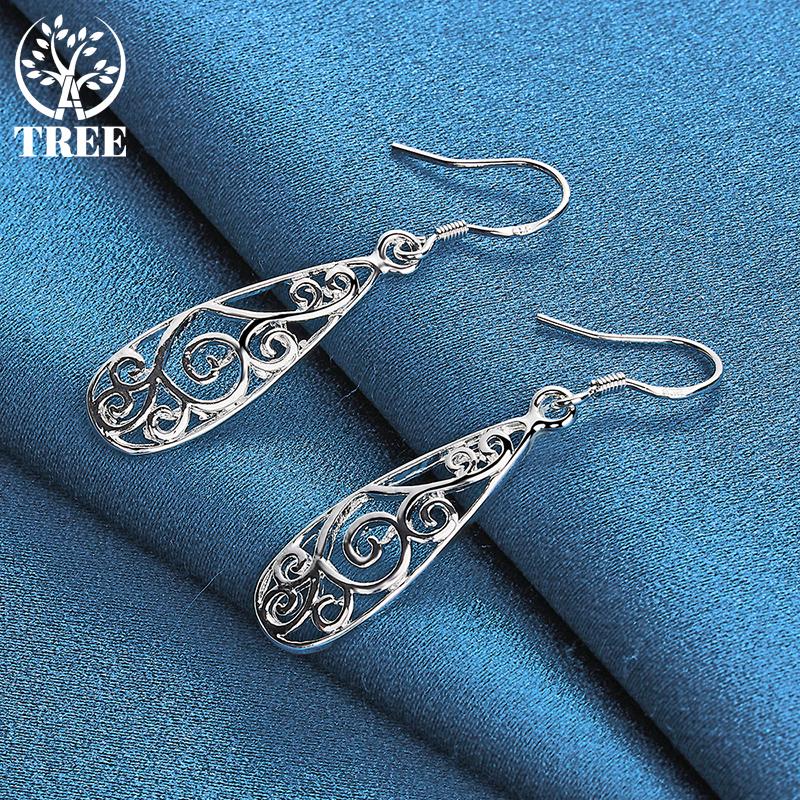 925 Sterling Silver Retro Geometric Drop Earring Jewelry