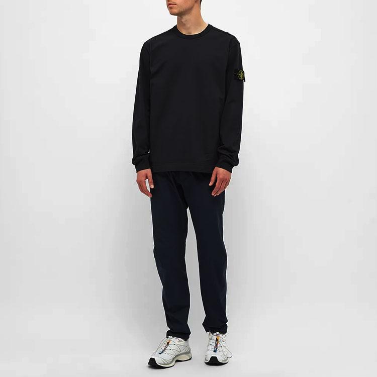 STONE ISLAND Crew Neck Pullover Long Sleeve Sweatshirt Men Sweatshirt Navy-Blue 731564450-V0020