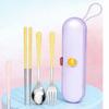 Cartoon Pattern Chopsticks Three-piece Set Stainless Steel Fork Dining Utensils Kit  Outdoor Dining