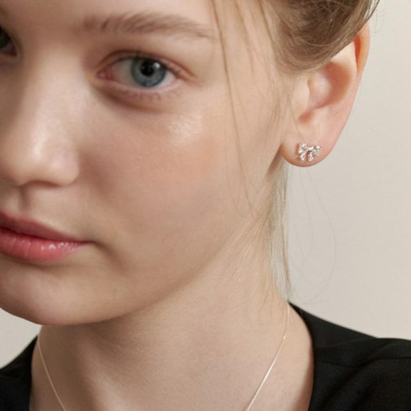 TATIANA (925 Silver) Twinkle Butterfly Ribbon Earrings EC3088