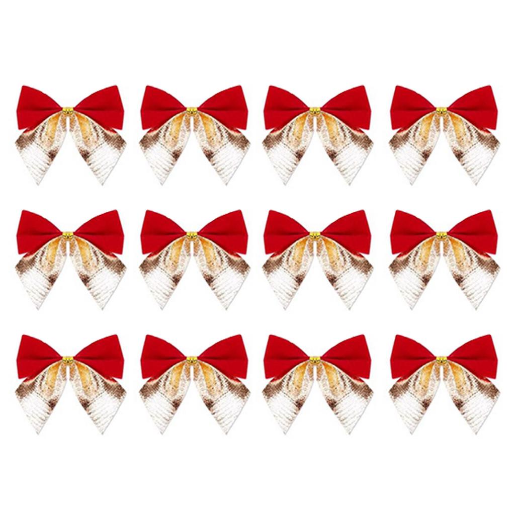 Colorful Home Decor Ornaments, 12pcs Assorted Bowknot Decorations for Christmas Tree and Holiday Party Celebration