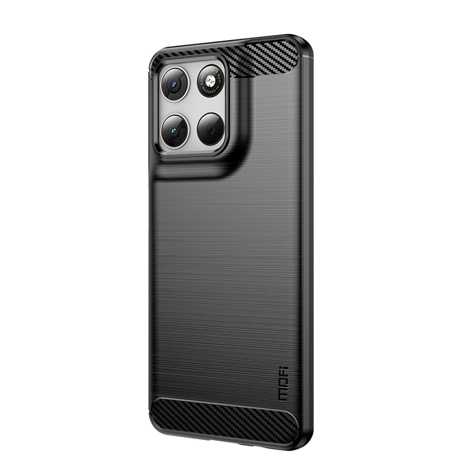Для Motorola Moto G57 5G Задняя крышка MOFI Мягкий чехол из ТПУ с текстурой под шлифованный карбон