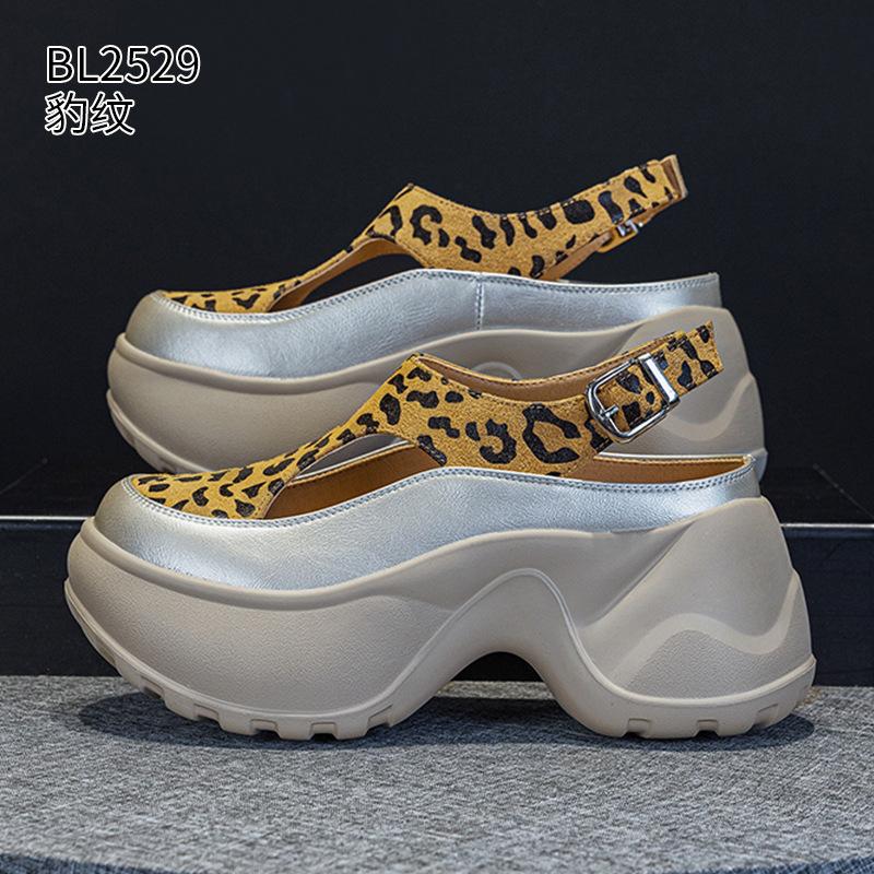 Platform dad shoes summer new leopard print small hollow breathable lightweight sports and leisure shoes