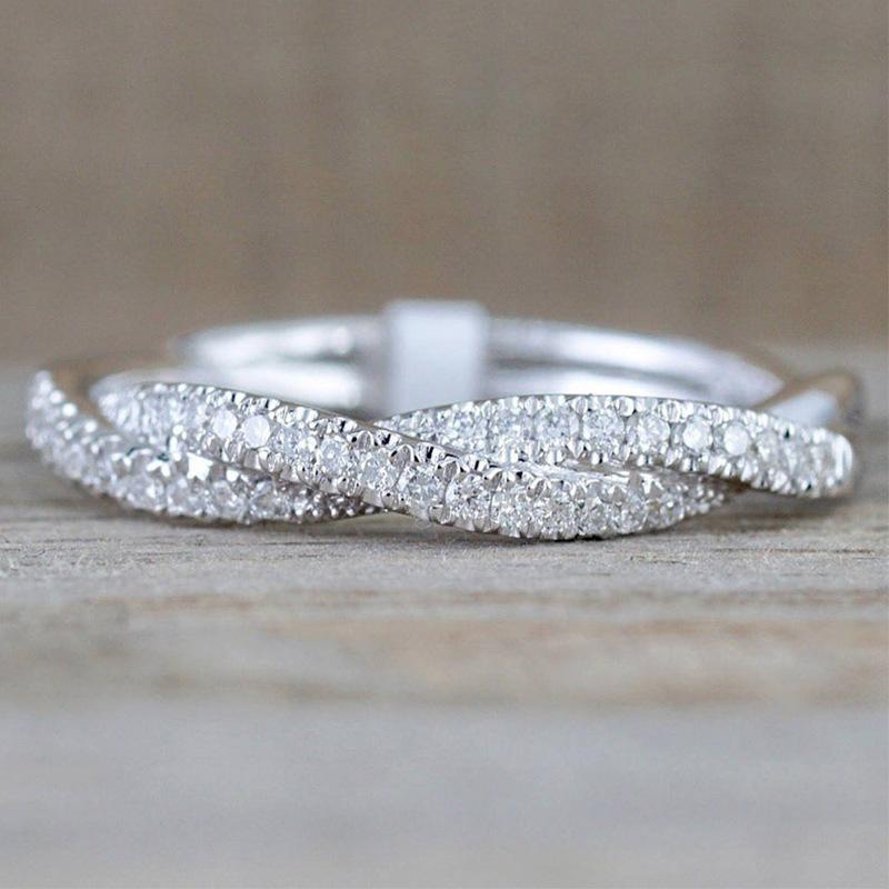 

Модное кольцо-косичка, женское, медь с платиновым покрытием, миниатюрное циркониевое кольцо на мизинец 10