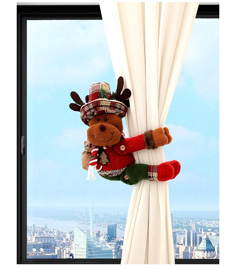 Cravată perdea Om Bătrân Pădure de Crăciun în carouri & Decor agățat de ușă