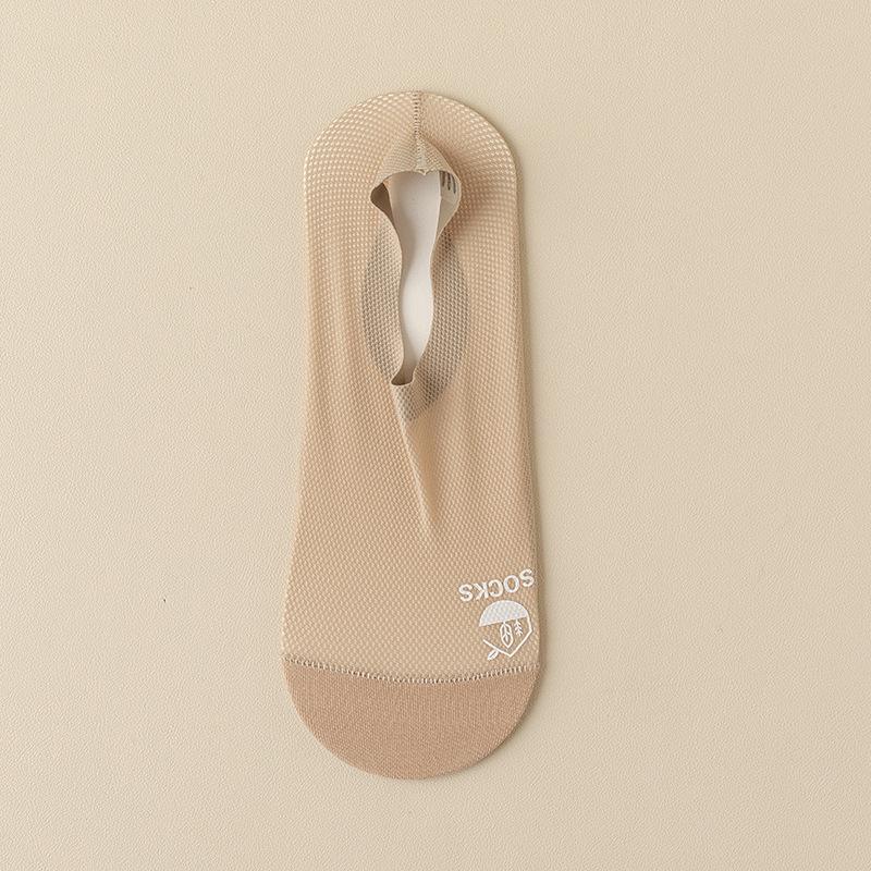 Men's Summer Thin Ice Screen Eye Shallow Mouth Invisible Cotton Bottom Non Slip Socks