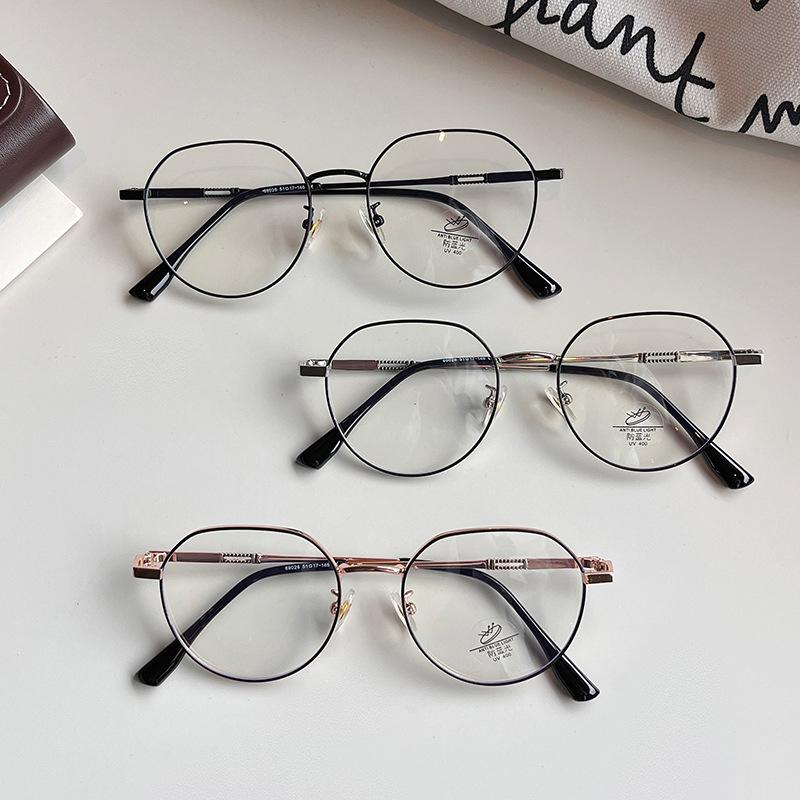 Vintage Retro Style Glasses Frame Round Shape Blue Light Blocking Woman Eyeglasses Korean Stylish Computer Glass