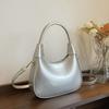 Elegant PU Hobo Bag Solid Color Texture Handbag Storage Bag French Underarm Bag  Women
