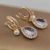 Luxuriöse weiße Tropfen Zirkon Ohrringe für Frauen 2023 neue Mode Hochzeit Verlobungsfeier Schmuck Zubehör