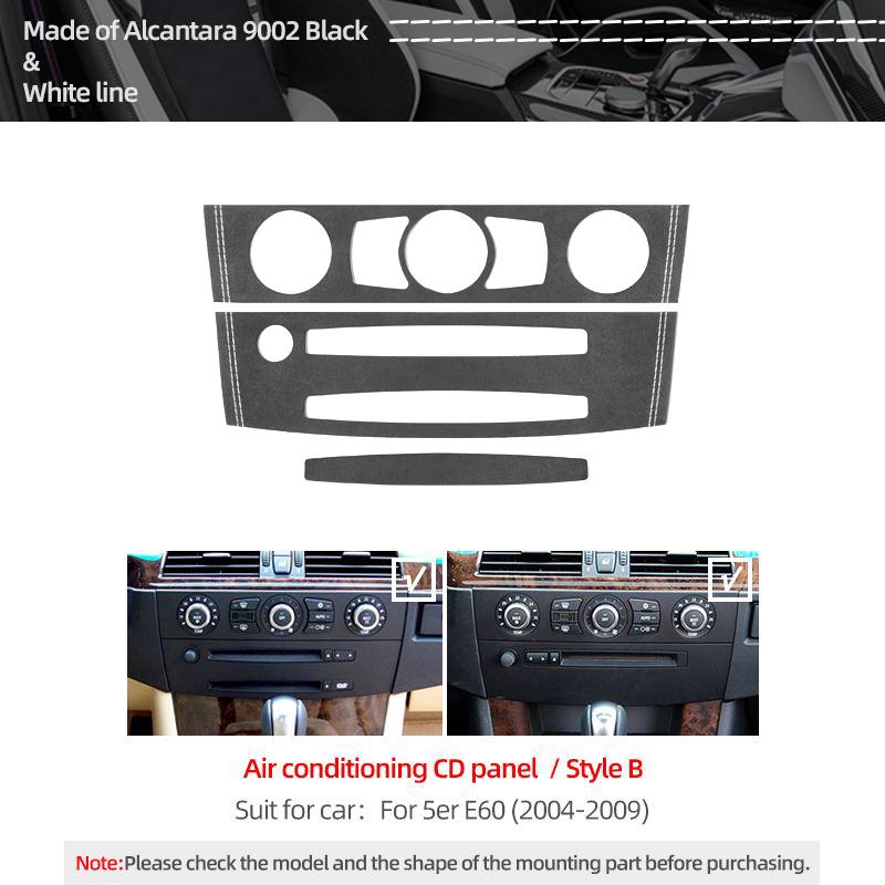 QTPC8 For BMW E60 Series 5 Made of Alcantara Car Interior Center Console CD Panel Trim Frame Performance Stickers Tuning Accessorie