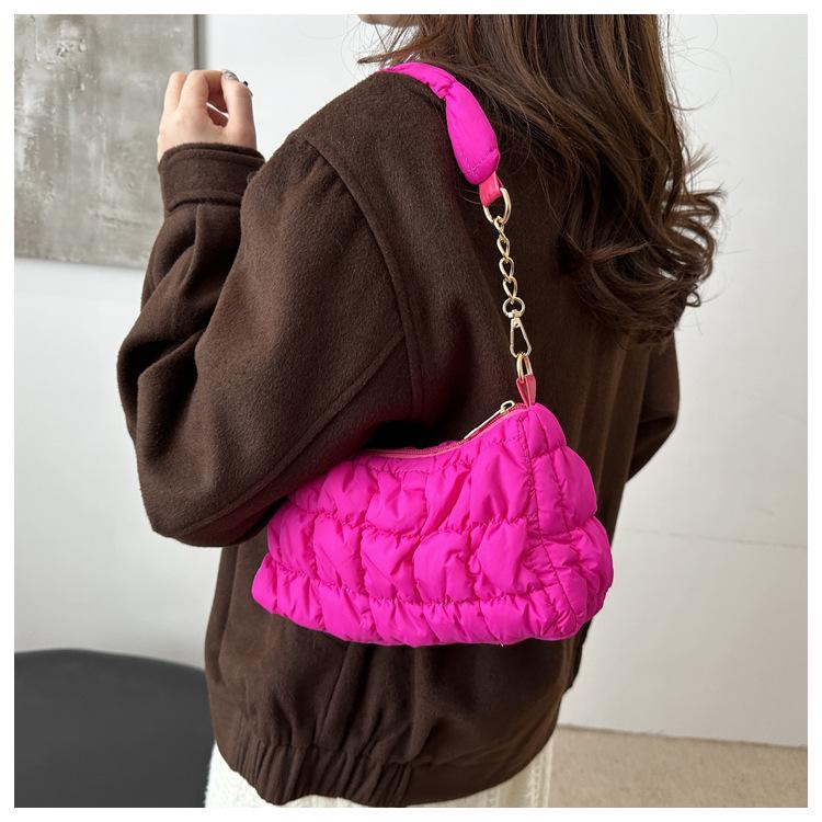 2024 Pleated Cloud Bubble Shoulder Bag - Trendy Korean Down Cotton Underarm Design