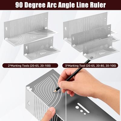 Stainless Steel Adjustable Linear Arc Scriber 90° Precision Flex Angle Arc Marking Tool Rustproof Metalworking Pipe Bend Markers