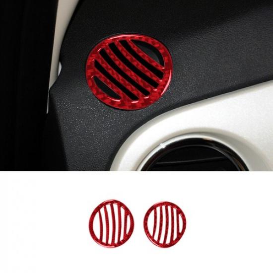 2x Red Carbon Fiber Car Inner Defogger Air Vent Sticker For Fiat 500 12 13 14 15