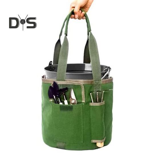 Garden Tools Bucket Bag Multiple Pockets 7.9 Gallons Large Capacity Waterproof Durable Canvas Gardening Organizer Tote