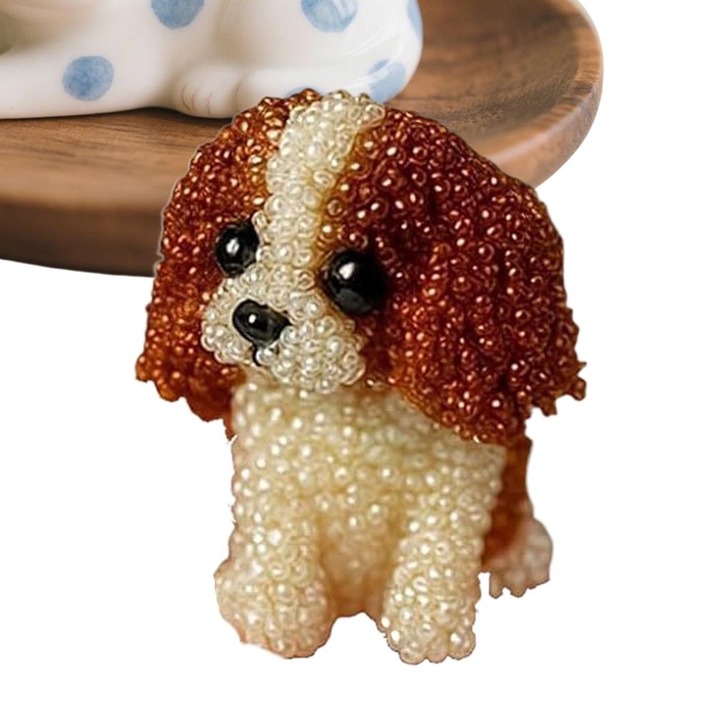 Dog Bead Embroidery Kit Three-Dimensional Dog Animal Bead Embroidery Kit Ornament Making Sewing Art Complete Accessories for