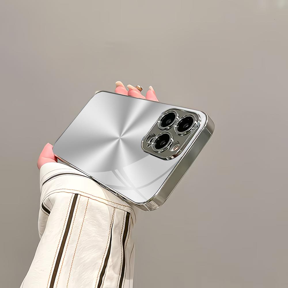 Minimally textured pattern silver plated glass phone case suitable for iPhone 17 16 15 14 13 12 11Pro/Max/Plus scratch resistant