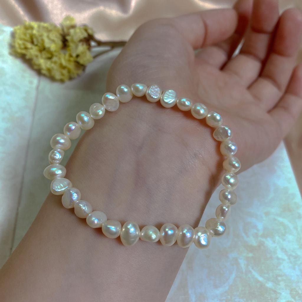 Feedback Natural Baroque Freshwater Pearl Bracelet Women's Elastic Line Elastic String Rope Bracelet Simple Versatile Wholesale