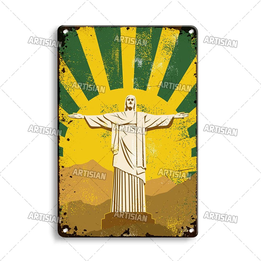 Nostalgic Brazil Metal Poster Vintage Travel Metal Tin Sign Decorative Plate Home Bar Studio Wall Decor Metal Plaque