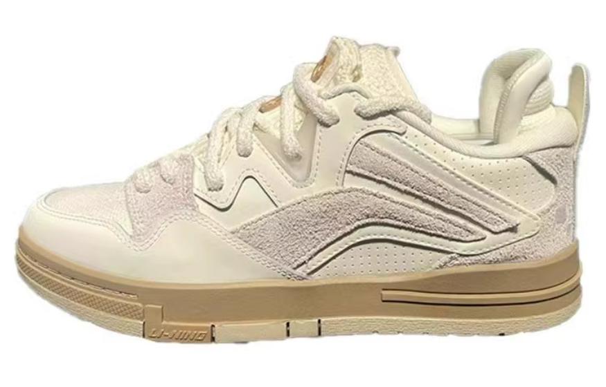 Li Ning Wave Удобные и модные Нескользящие Износостойкие Низкие Скейтбордические кроссовки Мужские Бежевый AECT075-3 44