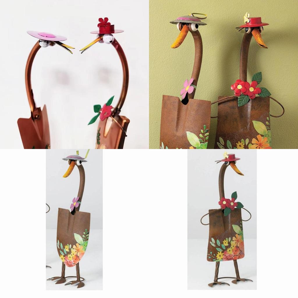 Outdoor Art Piece With Cute Duck Figurine For Yard And Patio Decoration