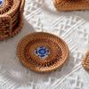 Handmade Vietnamese Rattan Ceramic Coaster Rattan Weaving Drink Cup Mat Teacup Mat  Craft
