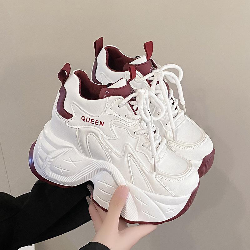

High-value muffin thick-soled women s spring new height-increasing casual sports shoes within centimeters 35 бордовий