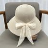 French Idyllic Bow Straw Hat Women's Big Eaves Sun Hat Outdoor Vacation Seaside Beach Hat