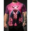 Herren Lustiges Schwein T-Shirt Niedliche Cartoon 3D Druck Kurzarm für Mann Rundhals T-Shirts Polyester Oberteile Outdoor Schnelltrocknend Herrenbekleidung