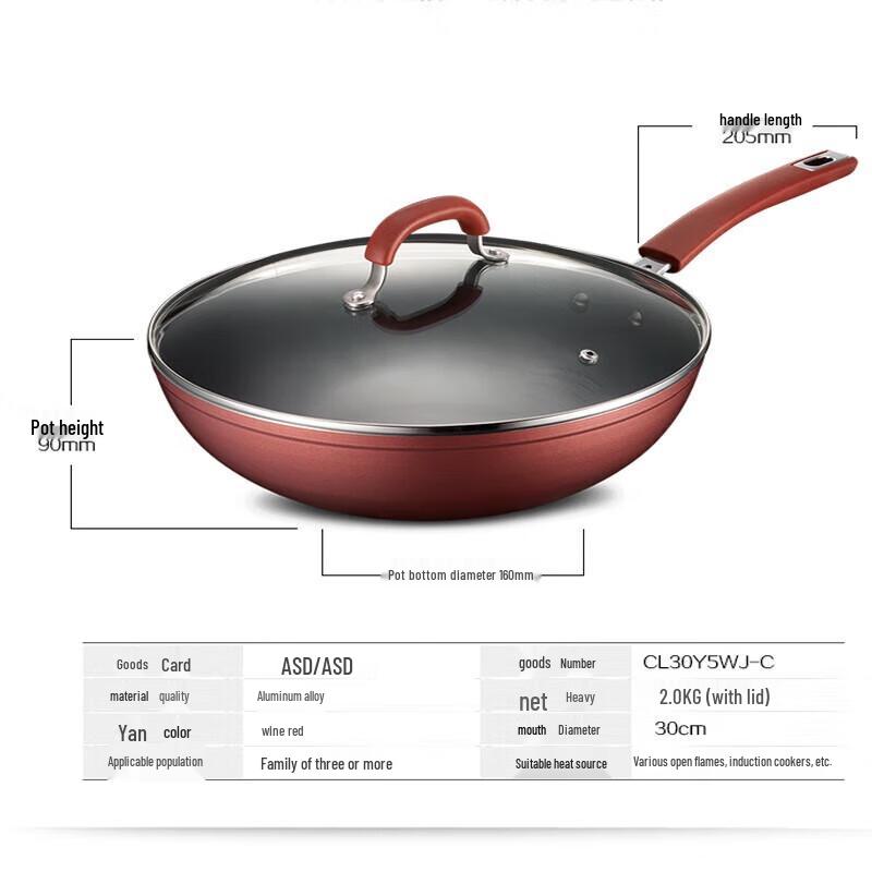 ASD 30cm Non-Stick Low Smoke Induction Wok