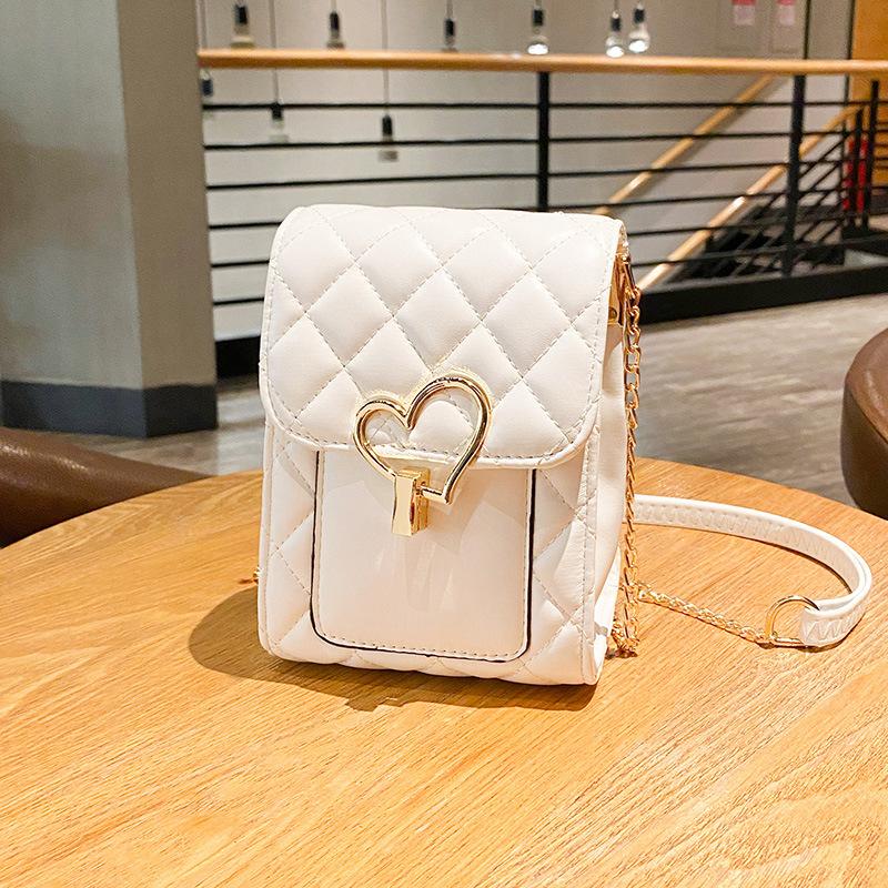 

Текстурированная ромбовидная цепочка, сумка для мобильного телефона, женская, Xiaoxiangfeng 2025, новая, из мягкой кожи, на одно плечо, через плечо, женская белый