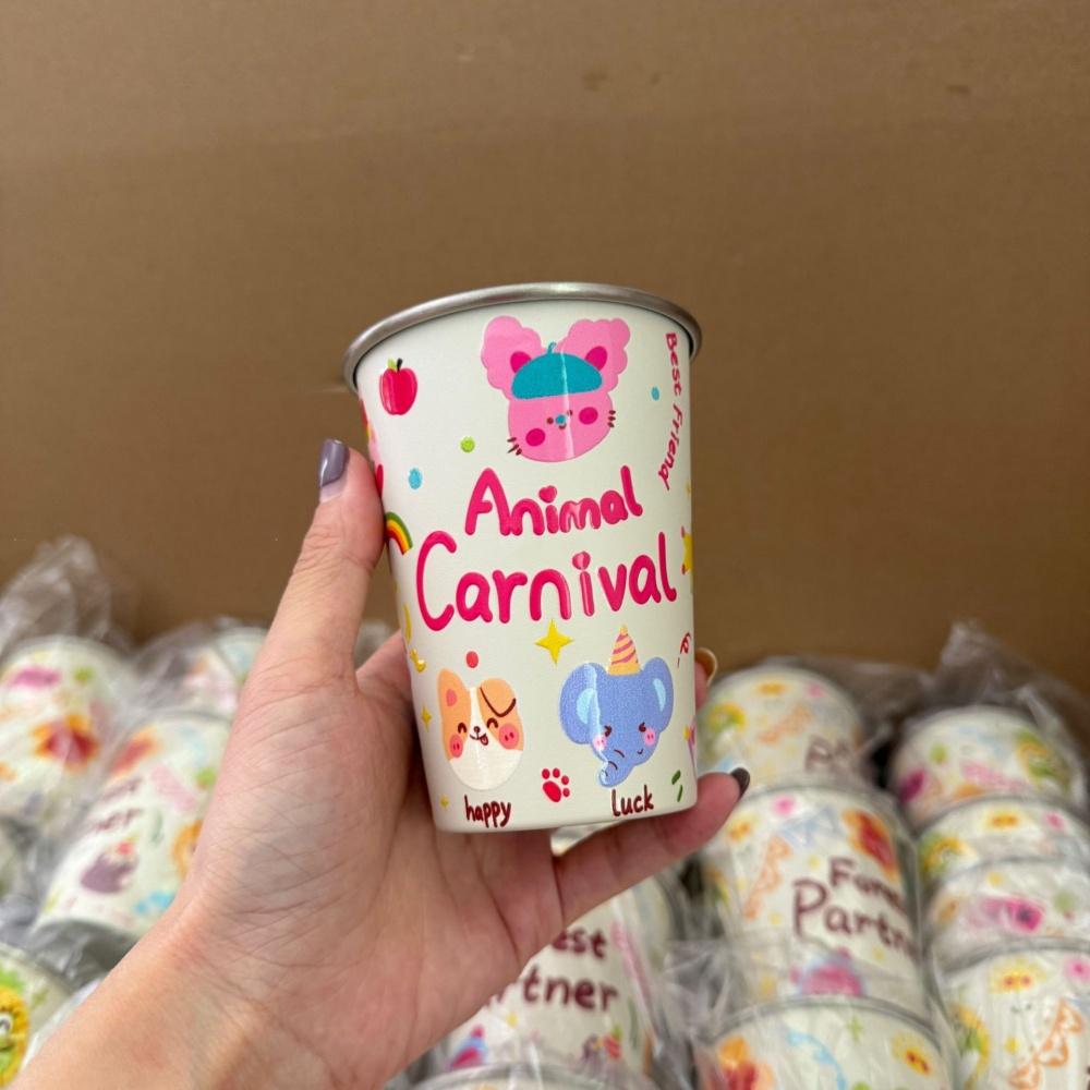 Cartoon Animal Pattern Stainless Steel Mug Coffee Cup Beer Mugs Metal Tumbler Camping Reusable Mugs For Bbq Home Office Party 201-300ml