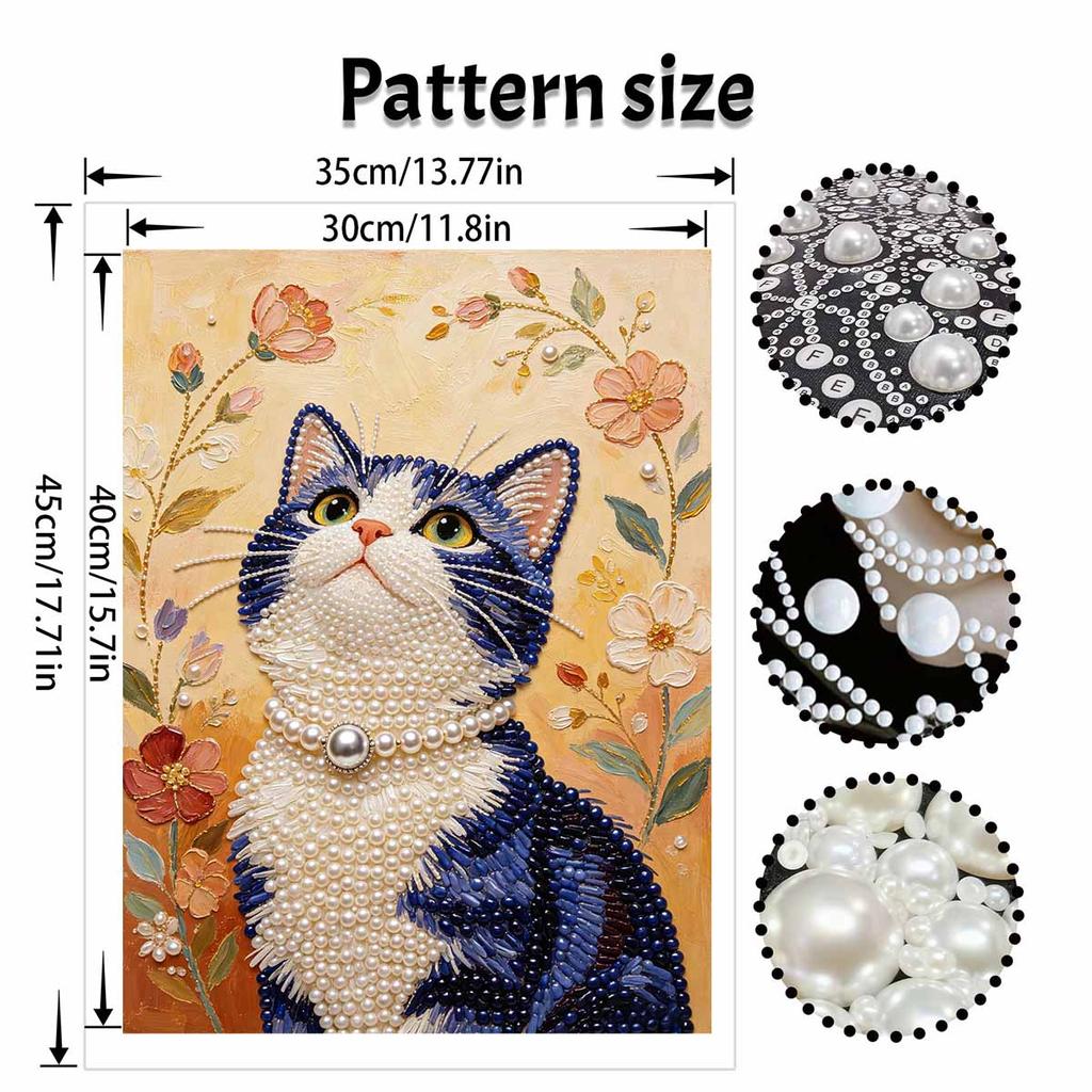 Animal Series Pearl Painting Elegant Cat Diy Handmade 5D Highvalue Hanging Living Room Decoration Painting