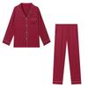 Women's Ice Silk Two-Piece Pajama Set: Long Sleeve and Pants, Spring and Autumn Style, Suitable for Outdoor Wear.