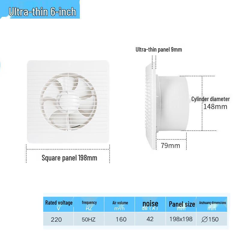 Penck 6-inch Round Bathroom Exhaust Fan for Glass Windows 6 inch
